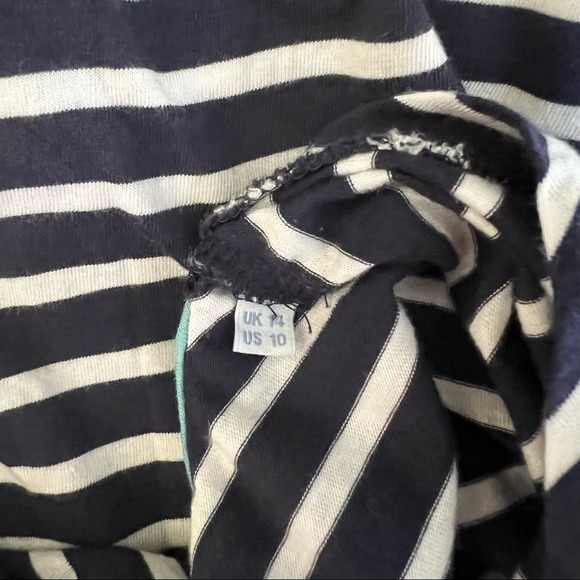 Boden Navy and White Striped 3/4 Sleeve Top Sz 10 - Picture 6 of 8